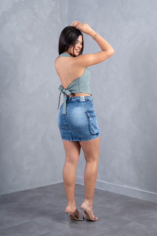 Tailored Halter Top - Light Grey