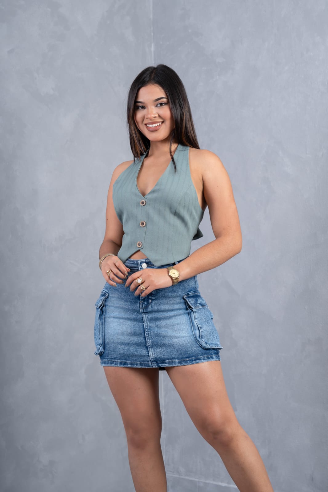 Top Halter Sastre - Gris Claro
